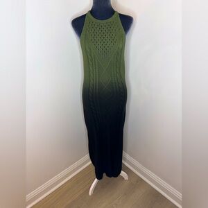 NWOT Young Fabulous & Broke Forest Green Ombré Knitted Maxi Dress Size L